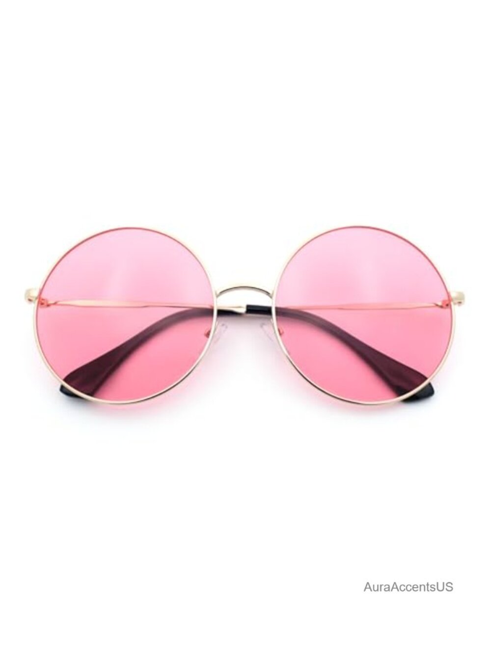 Oversized Round Metal Frame Retro Hippie Style Sunglasses UV400